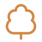Orange deciduous tree icon symbolizing nature, forestry, or landscaping.