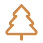 Orange pine tree icon representing nature, forest, or the outdoors.